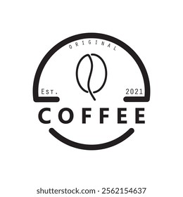 vector logo of coffee beans on a cup of coffee, coffee cafe logo, and coffee shop logo