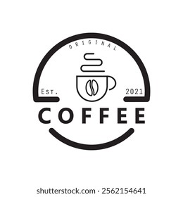 vector logo of coffee beans on a cup of coffee, coffee cafe logo, and coffee shop logo