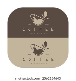 vector logo of coffee beans on a cup of coffee, coffee cafe logo, and coffee shop logo