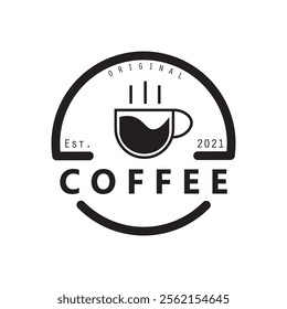 vector logo of coffee beans on a cup of coffee, coffee cafe logo, and coffee shop logo