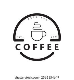 vector logo of coffee beans on a cup of coffee, coffee cafe logo, and coffee shop logo