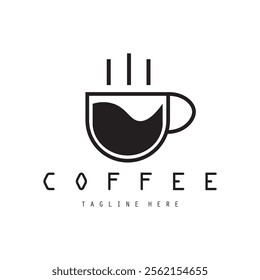 vector logo of coffee beans on a cup of coffee, coffee cafe logo, and coffee shop logo