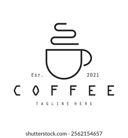 vector logo of coffee beans on a cup of coffee, coffee cafe logo, and coffee shop logo