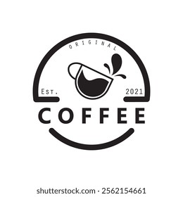 vector logo of coffee beans on a cup of coffee, coffee cafe logo, and coffee shop logo