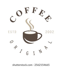 vector logo of coffee beans on a cup of coffee, coffee cafe logo, and coffee shop logo