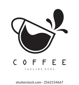 vector logo of coffee beans on a cup of coffee, coffee cafe logo, and coffee shop logo