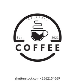 vector logo of coffee beans on a cup of coffee, coffee cafe logo, and coffee shop logo