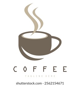 vector logo of coffee beans on a cup of coffee, coffee cafe logo, and coffee shop logo