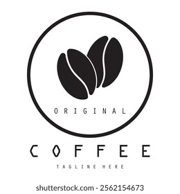 vector logo of coffee beans on a cup of coffee, coffee cafe logo, and coffee shop logo