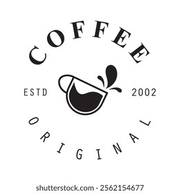 vector logo of coffee beans on a cup of coffee, coffee cafe logo, and coffee shop logo