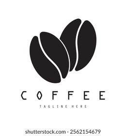 vector logo of coffee beans on a cup of coffee, coffee cafe logo, and coffee shop logo