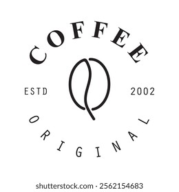 vector logo of coffee beans on a cup of coffee, coffee cafe logo, and coffee shop logo