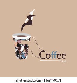 
Vector logo, coffee cup in hand, template, badge for coffee drinks design.