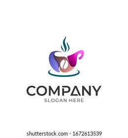 Vector logo of coffee cup. Modern style. Logo template ready for use.