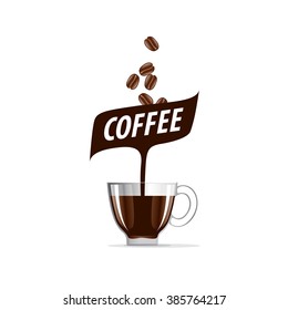 vector logo for coffee, hot drink illustration