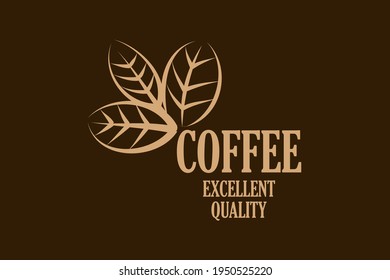 Vektorlogo von Kaffeeblättern. Einzeln auf dunklem Hintergrund