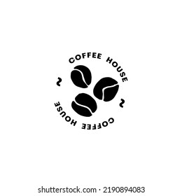 Vector logo for coffee shop with coffee beans. Emblem for coffee house or coffee shop