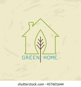 Vector logo collection for eco home green house. eco friendly home concepts-  house icons with leaves 