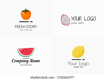 Vector logo collection for food company. Simple signs for market, organic shop, restaurant.
