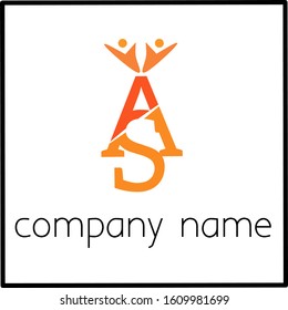AS vector logo color red or orange with luxury design. 