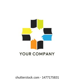 vector logo with a colored books arranged in a circle, book store vector