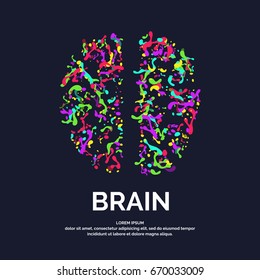 Vector logo colored silhouette of brain on a dark background.