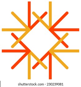 Vector logo of colorful arrows direct to one center point