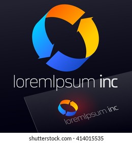 Vector logo with colorful arrows. Emblem for for Business, Technology, Corporation.