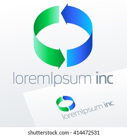 Vector logo with colorful arrows. Emblem for for Business, Technology, Corporation.