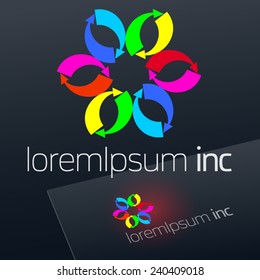 Vector logo with colorful arrows on dark Background