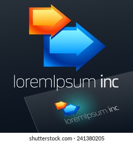 Vector logo with colorful arrows on dark Background