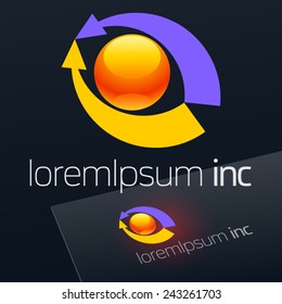 Vector logo with colorful arrows on dark Background