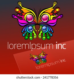 Vector logo with colorful butterfly