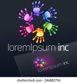 Vector logo with colorful hands