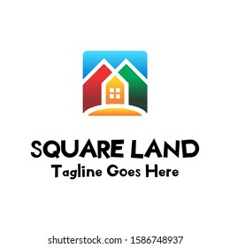 vector logo colorful house shaped box, gradient logo. icon template background.