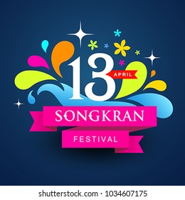 Vector logo colorful songkran festival of Thailand design background, illustration