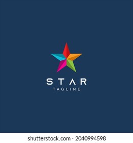 Logo vectorial del icono de estrella colorida sobre fondo negro