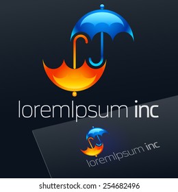 Vector logo with colorful umbrellas