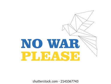 Vector logo in the colors of the flag of Ukraine with a dove and the inscription - no war.