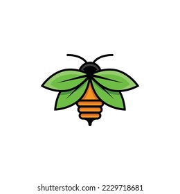 Vector logo combination of bees, honey and leaves. It is suitable for any business related to logos.