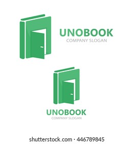 Vector logo combination of a book and door