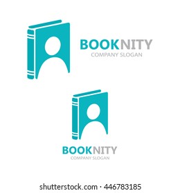 Vector logo combination of a book and man