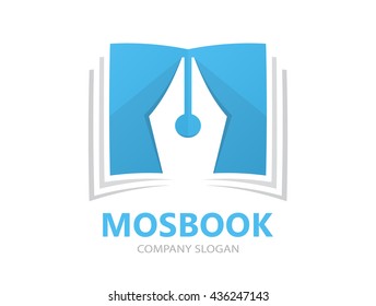 Vector logo combination of a book and pen
