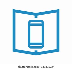 Vector logo combination of a book and phone