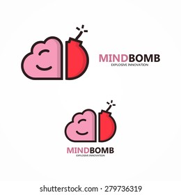 Vector logo combination of brain and bomb