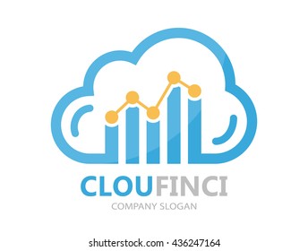 Vector logo combination of a cloud and financial graph