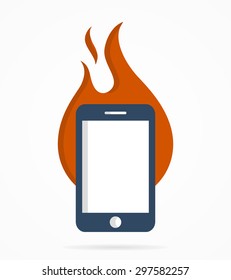Vector logo combination of a fire and phone
