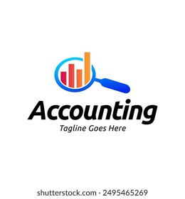 Vector logo combination of a graph and magnifier