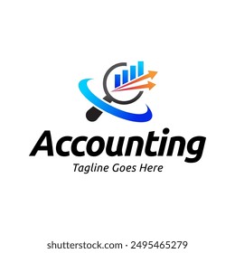 Vector logo combination of a graph and magnifier