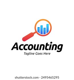 Vector logo combination of a graph and magnifier